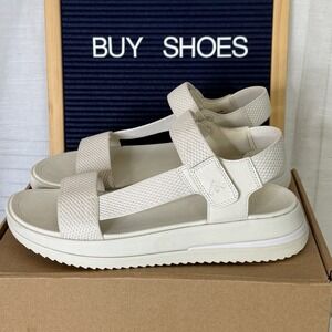 Fit Flop Comfort Chunky Strappy Sandals SURFF Art Webbing Women Size 9 Cream GUC